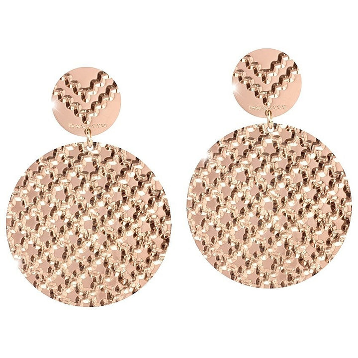 Orecchini Donna Rebecca Cerchio Pendenti Bronzo Placcato Rosa