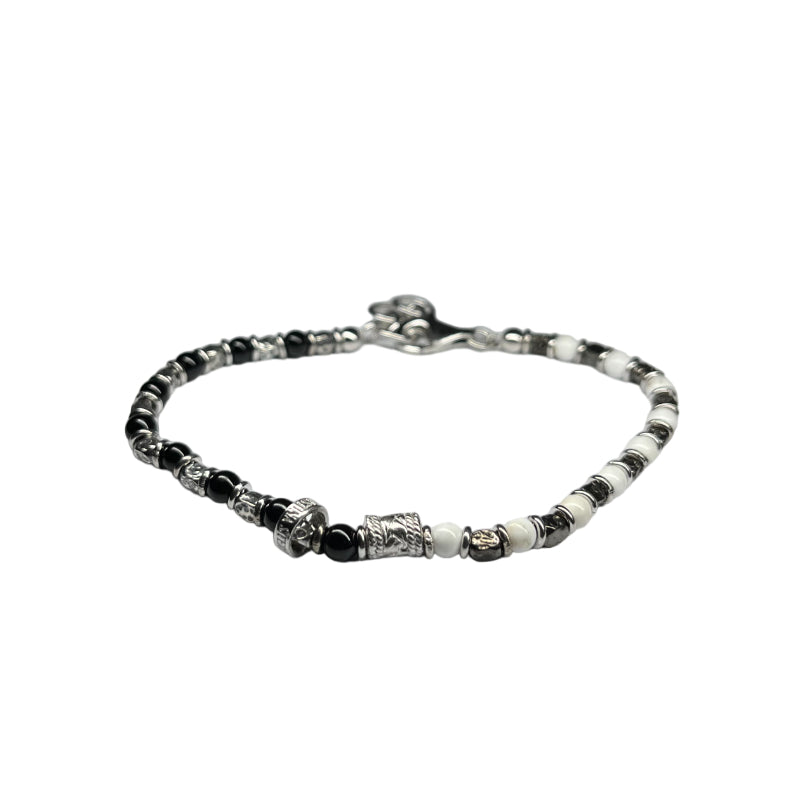 Bracciale Uomo Maria Cristina Sterling Argento 925 Agata Bianca Nera G4145