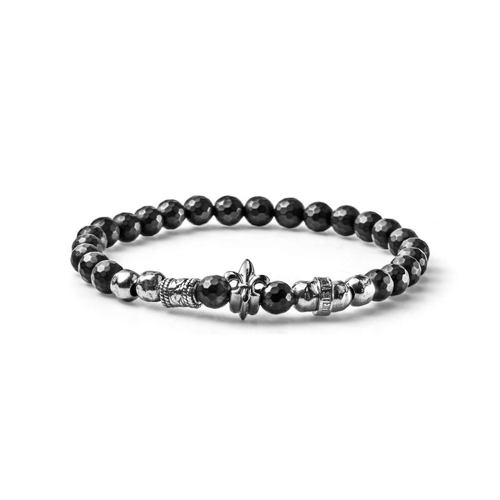 Bracciale Uomo Maria Cristina Sterling Argento 925 Elastico Biglie Onice G2999