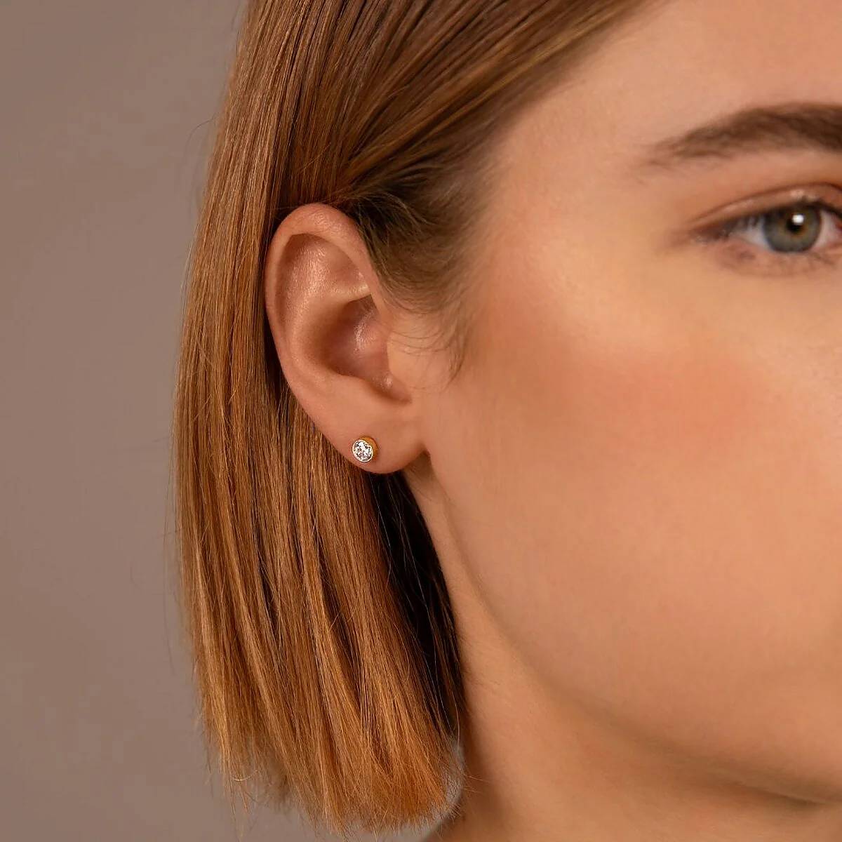 Orecchini Donna Bambina Milor Gold 9 KT Punto Luce Zircone Bianco WSGD90492.YG