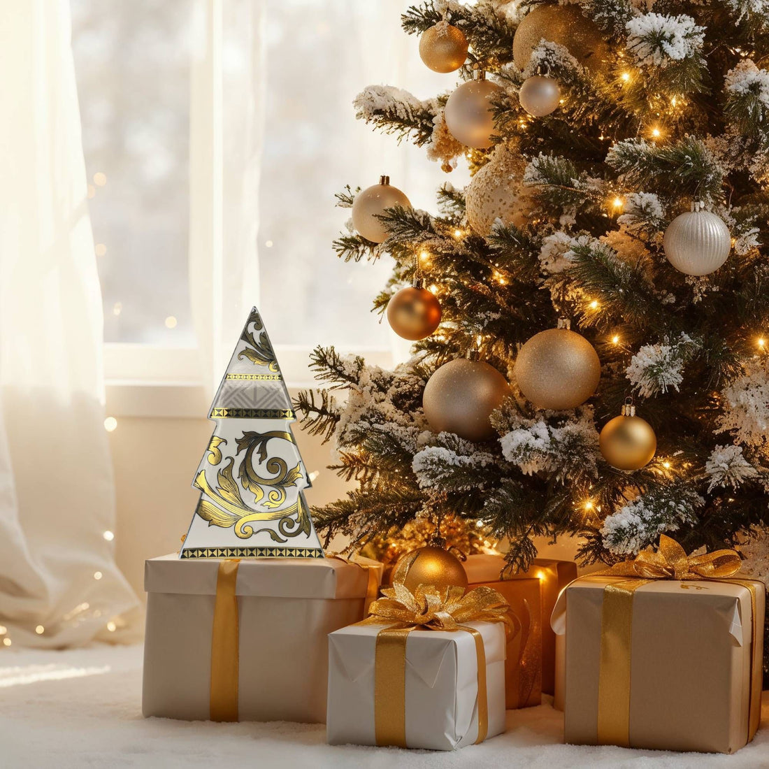 Albero Fade Porcellana Bianco Oro 29cm 55901