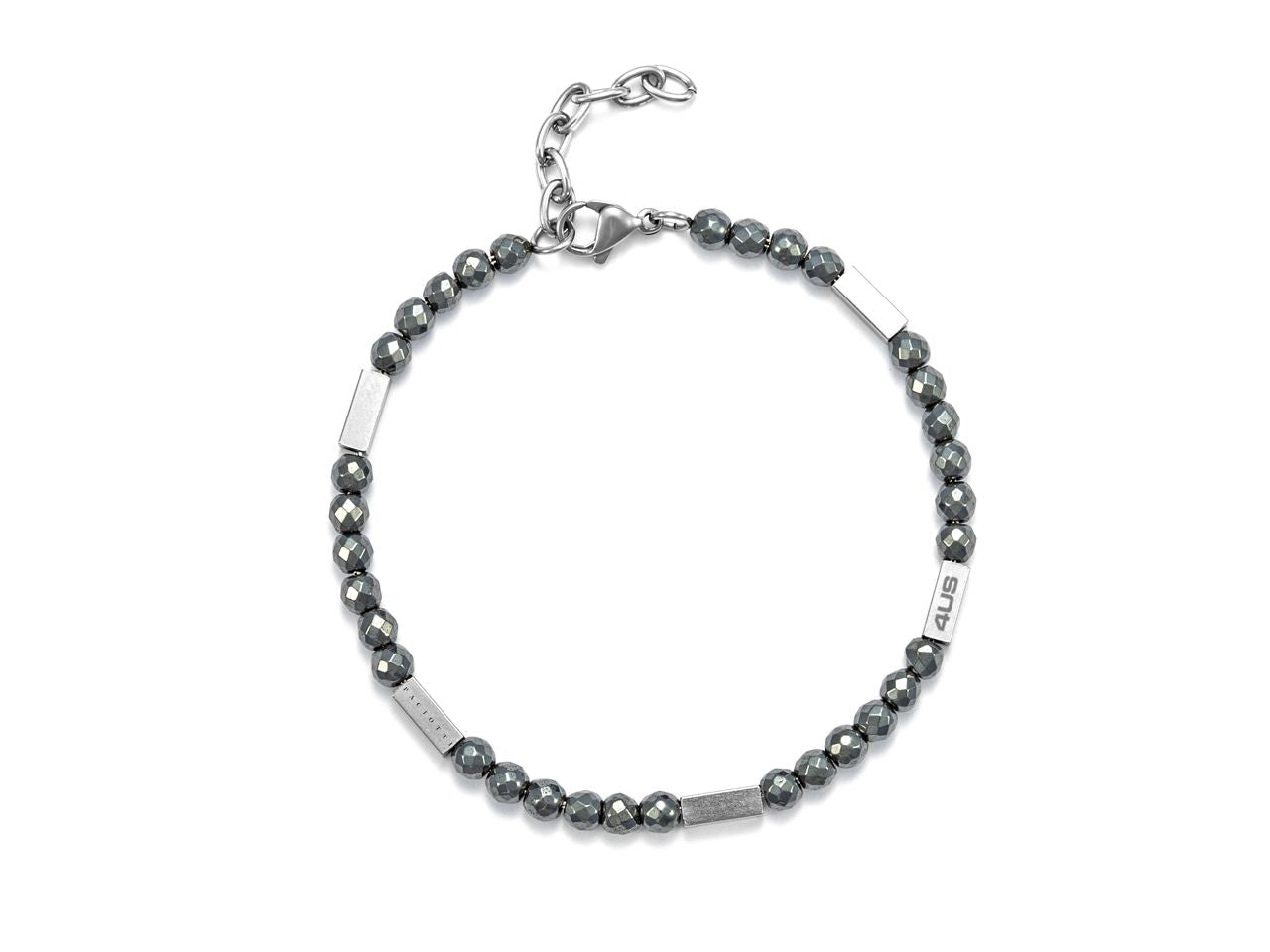 Bracciale Uomo 4US Cesare Paciotti Acciaio Ematite Sfaccettate Cilindri 4UBR5625