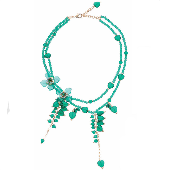 Collana Donna Ottaviani Dorata Cristalli Perline Verde 501364C