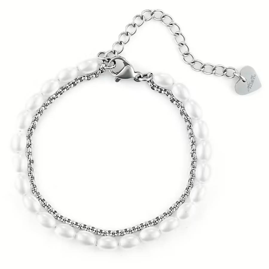 Bracciale Donna perle e acciaio 4US cesare paciotti  4UBR6465W
