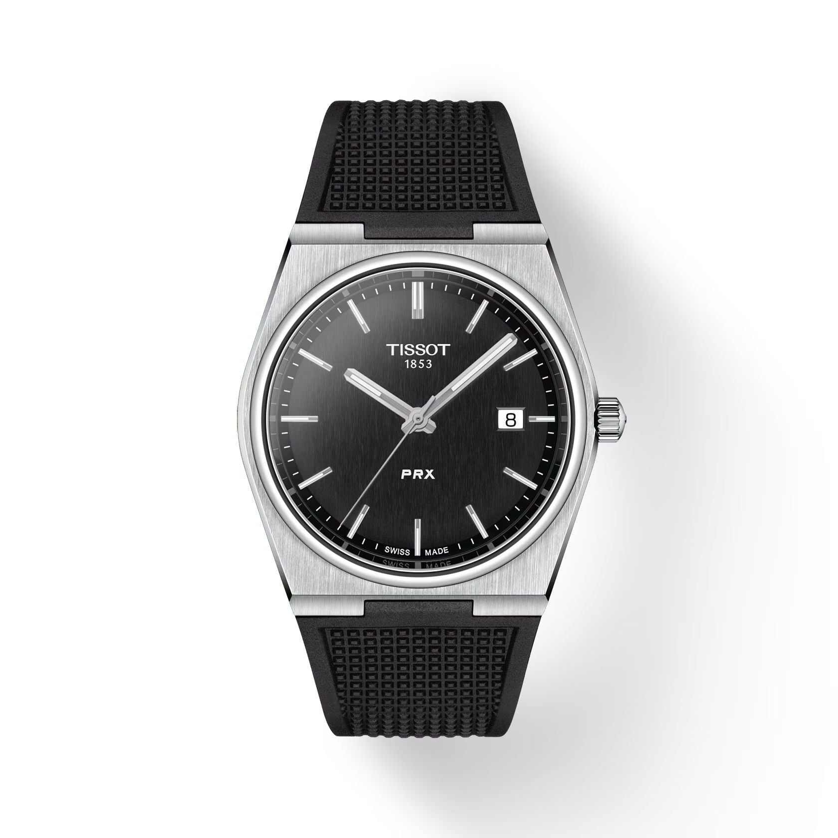 Orologio Uomo Tissot PRX Quarzo Solo Tempo Acciaio Data Gomma Nero T1374101705100