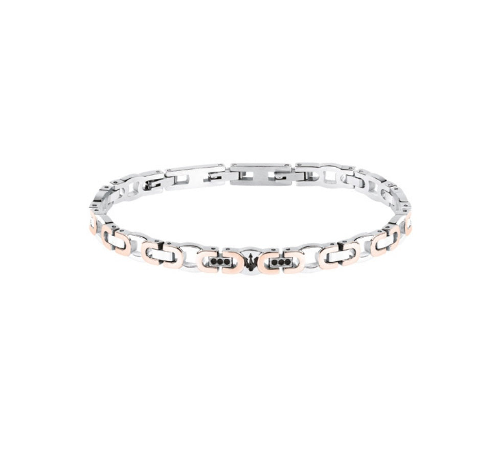 Bracciale Maserati Uomo Acciaio e PVD rosè con zirconi blu JM425AVD97