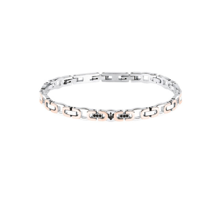 Bracciale Maserati Uomo Acciaio e PVD rosè con zirconi blu JM425AVD97