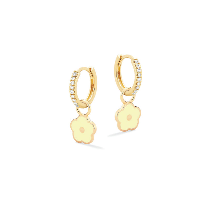 Orecchini Bambina Nanàn Argento Dorato 925 Cerchi Fiori Smalto Giallo NAN0478