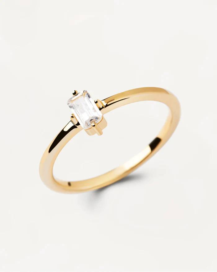Anello Donna PDPaola Argento Dorato 925 Zircone Baguette AN01-806-14