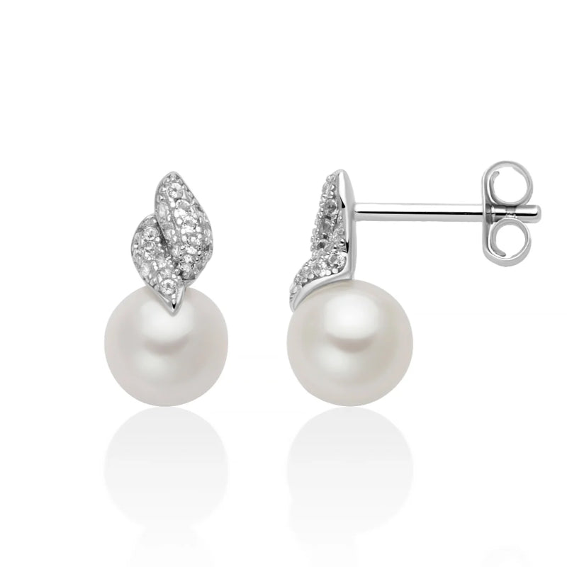 Orecchini Donna Miluna Argento 925 Perle Oriente Topazi Bianchi PER2928