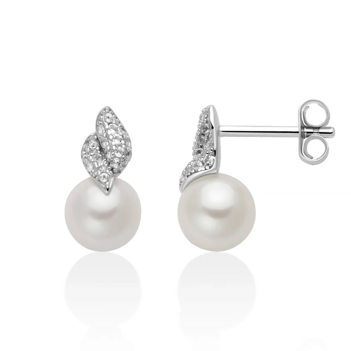 Orecchini Donna Miluna Argento 925 Perle Oriente Topazi Bianchi PER2928