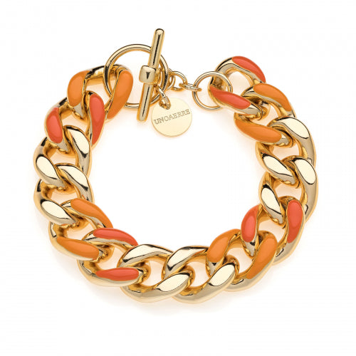 Bracciale Donna Unoaerre Bronzo Dorato Grumetta Con Smalto Arancio 525627