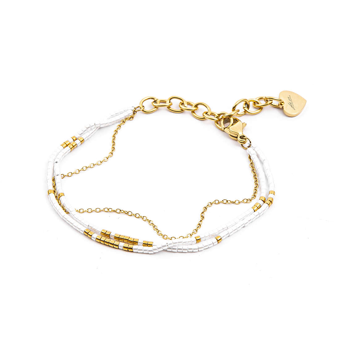 Bracciale Uomo 4US Cesare Paciotti Acciaio Perline Bianche E Oro 4UBR3964W