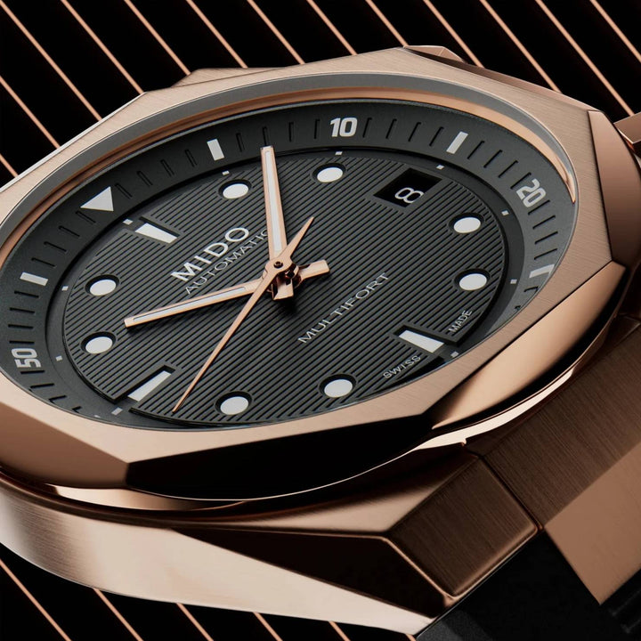 Orologio Uomo Mido Automatico Multifort 8 Due Corone Gomma Nera M0475073705100