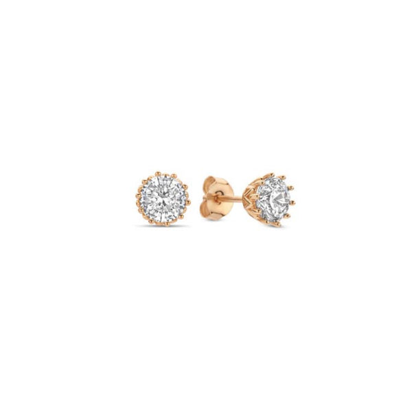 Orecchini Unisex Liu Jo Acciaio Rosè Pietra Tonda Zircone Bianco LJ2586