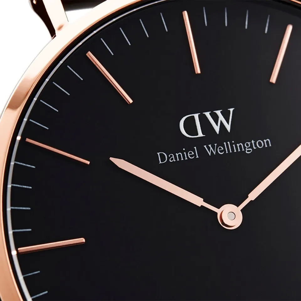 Orologio Uomo Daniel Wellington Quarzo Acciaio Rosè Pelle Nero 40 mm DW00100127
