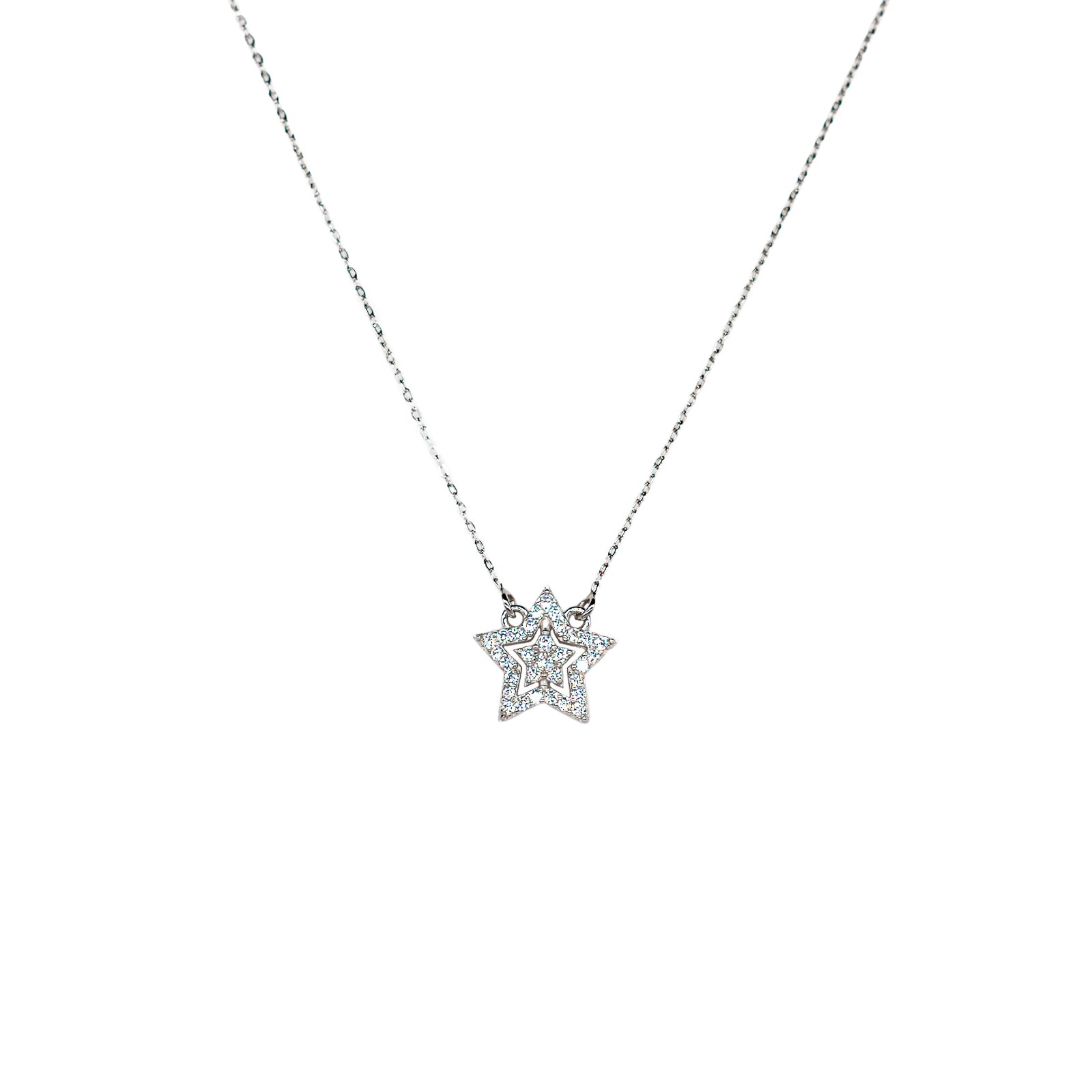 Collana Donna Re Mida Argento 925 Stelle Con Zirconi Bianchi C032