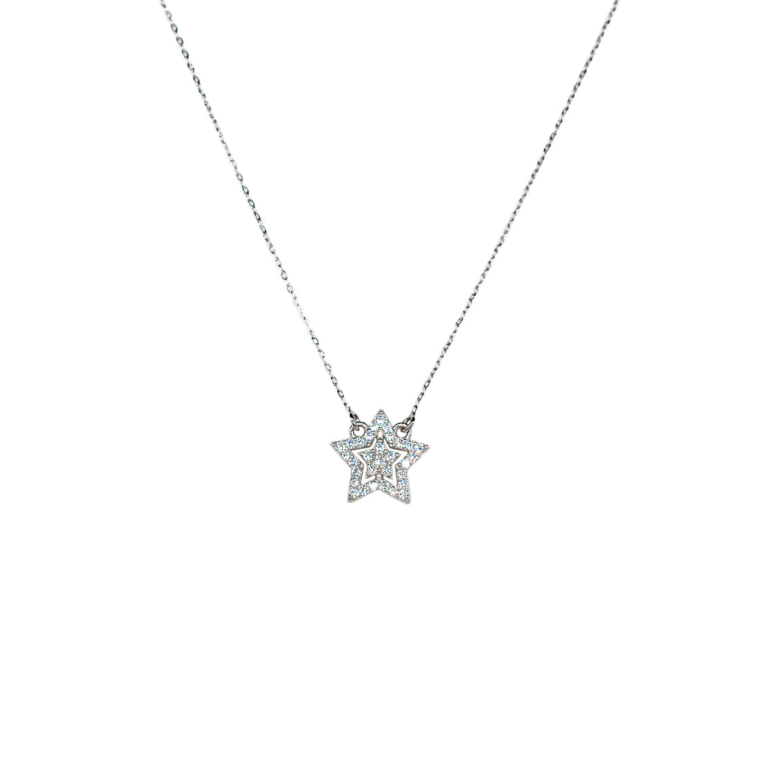 Collana Donna Re Mida Argento 925 Stelle Con Zirconi Bianchi C032