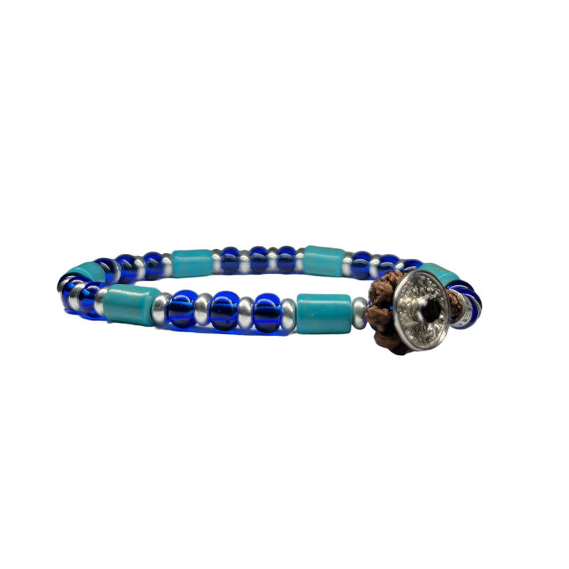 Bracciale Uomo Gerba Argento 925 Pietre Murrina Blu Barilotto Turche' 04