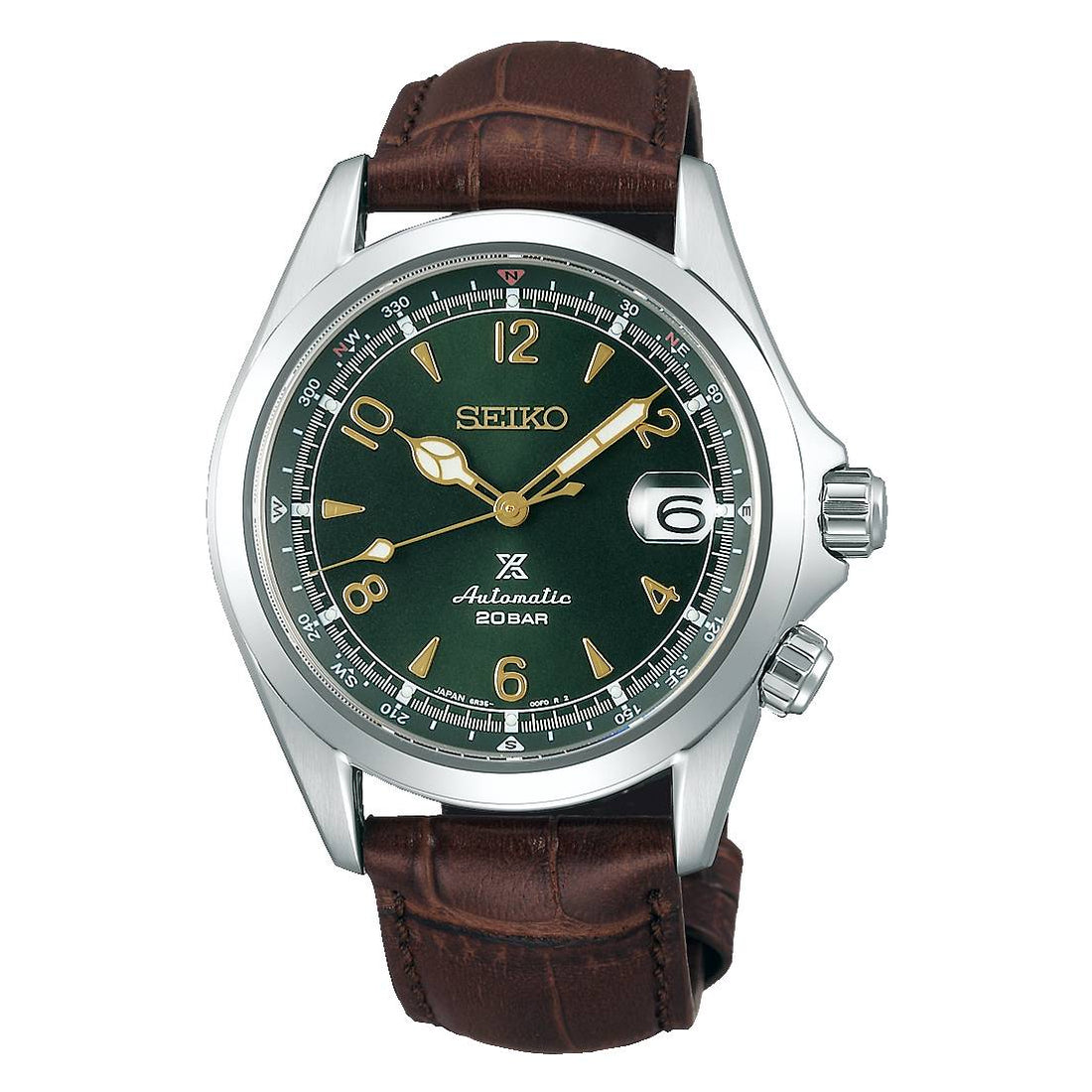 Orologio Uomo Seiko Prospex Alpinist Automatico Pelle Acciaio Verde SPB121J1