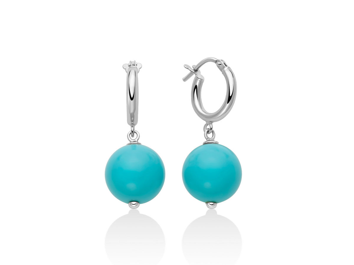 Orecchini Donna Argento 925 Pendenti Miluna Pasta Di Turchese Cerchio PER2825