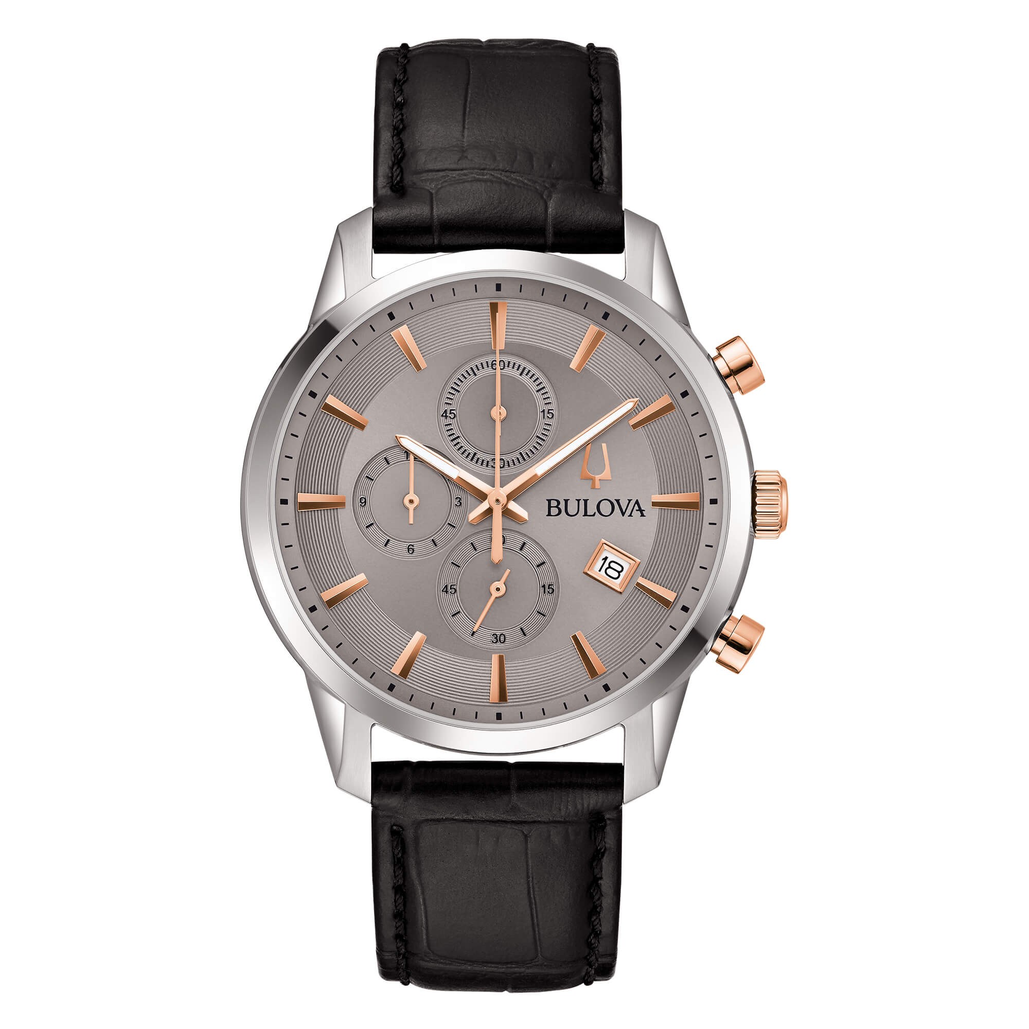 Orologio Uomo Bulova Sutton Chrono Antracite Quarzo Cronografo Data Pelle 98B409