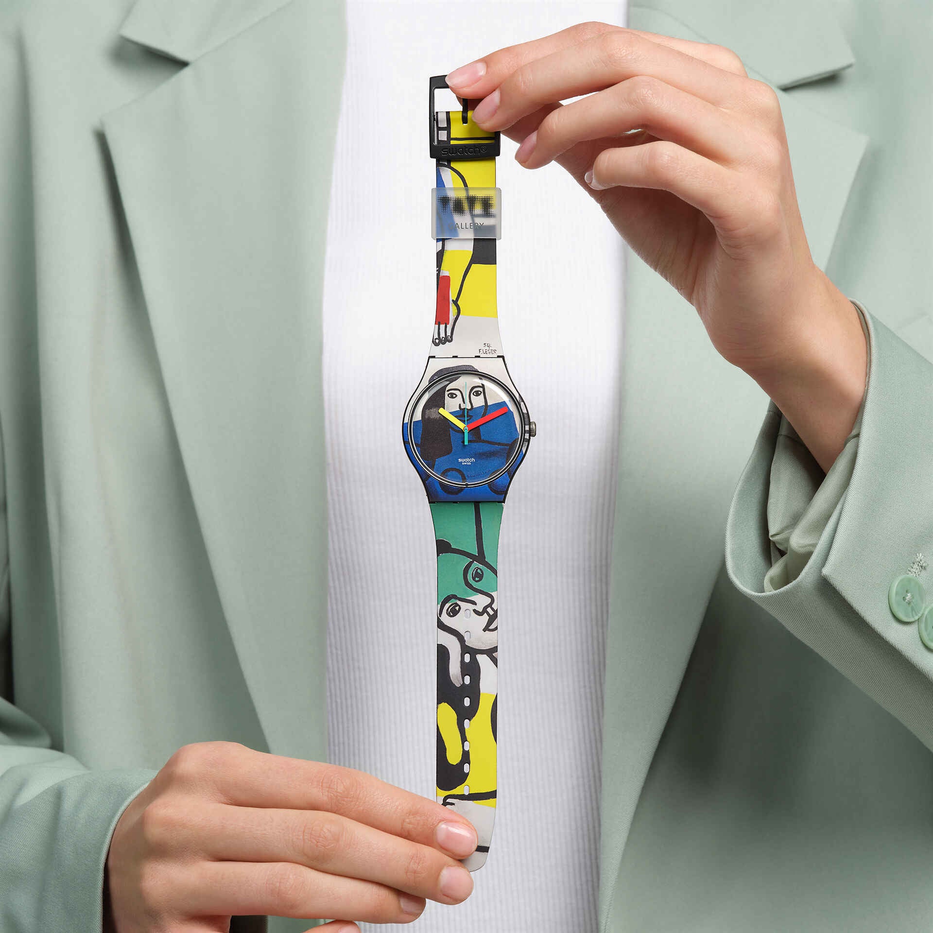 Orologio Unisex Swatch Leger's Two Woman Holding Flowers Multicolore SUOZ363