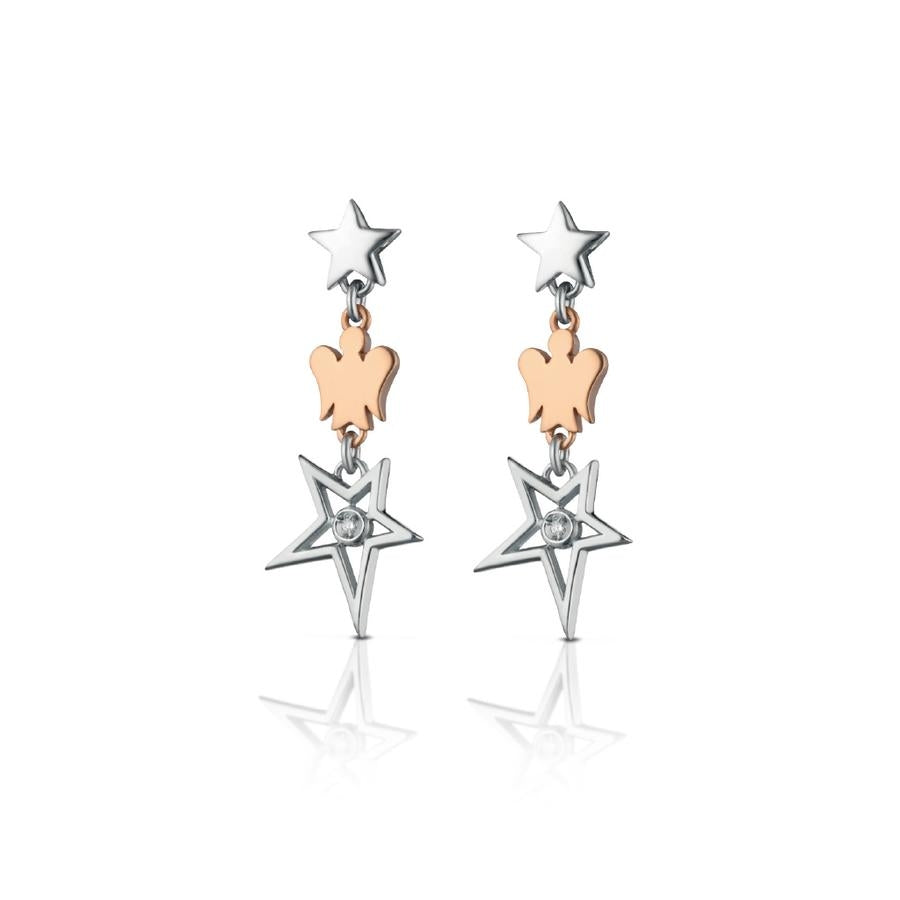 Orecchini Donna Argento 925 Roberto Giannotti Angeli Rosè Bianco Diamante Stella