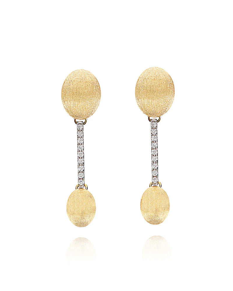 Orecchini Donna Nanis Oro Giallo 18 KT Pendenti Diamanti Pepite OS14-583-GG-IN