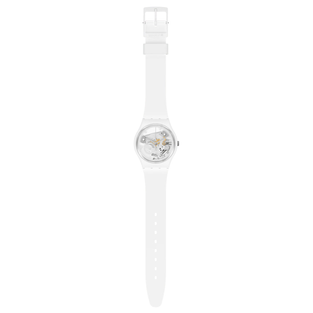 Orologio Uomo Swatch Quarzo Solo Tempo Bioceramic Bianco Scheletrato SO31W102