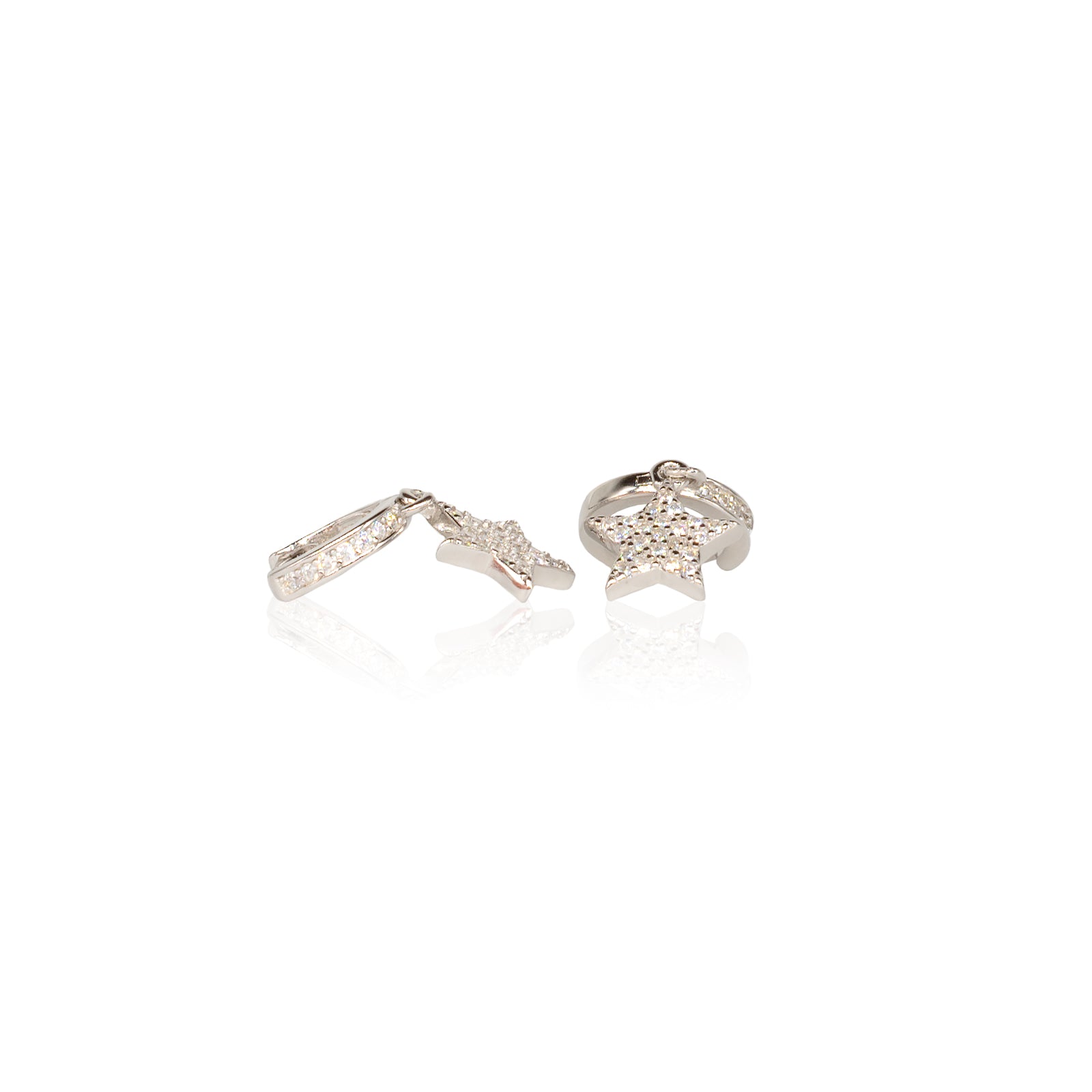 Orecchini Donna Re Mida Argento 925 Stelle Con Zirconi Bianchi O028