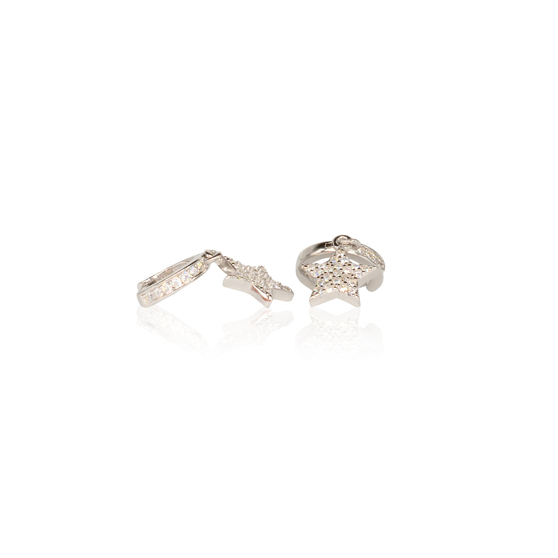 Orecchini Donna Re Mida Argento 925 Stelle Con Zirconi Bianchi O028