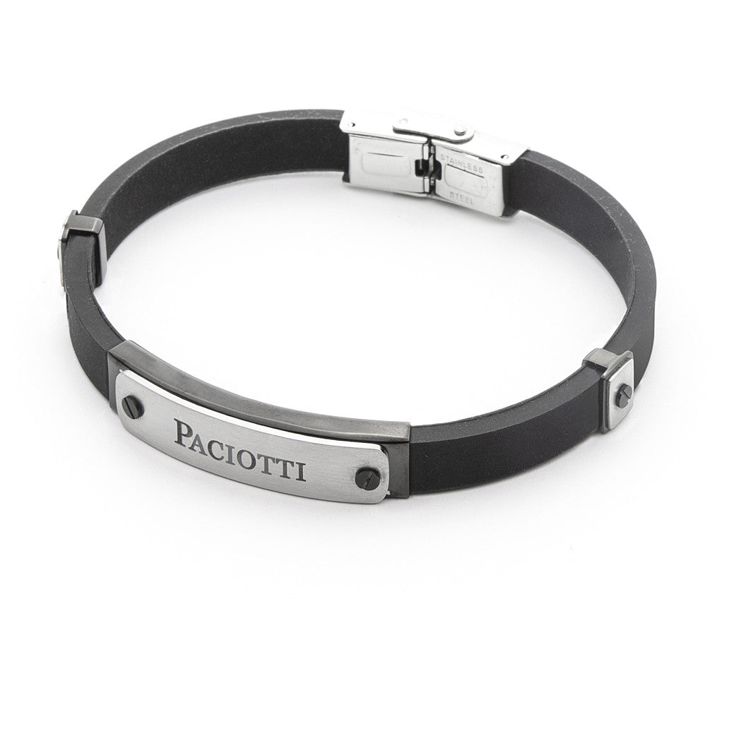 Bracciale Uomo 4US Cesare Paciotti Acciaio E Gomma Nera 4UBR4543
