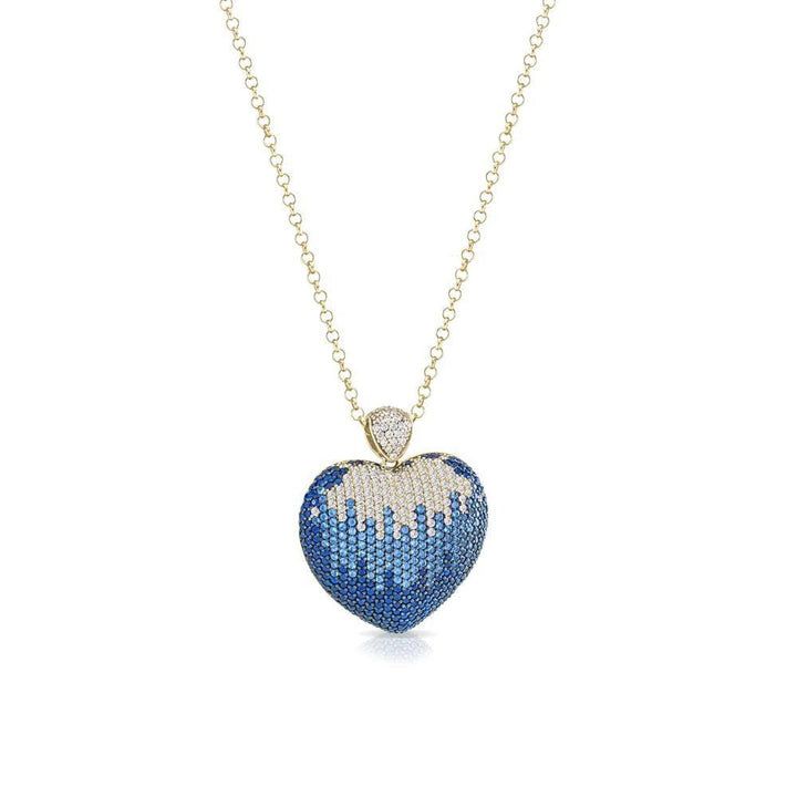 Collana Donna Sogni Argento 925 Cuore Bombato Zirconi Blu Sfumati CL054GBL