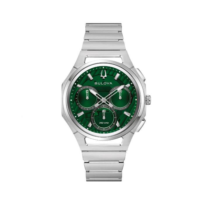 Orologio Uomo Bulova Curv Progressive Quarzo Cronografo Verde Acciaio Satinato 94A338