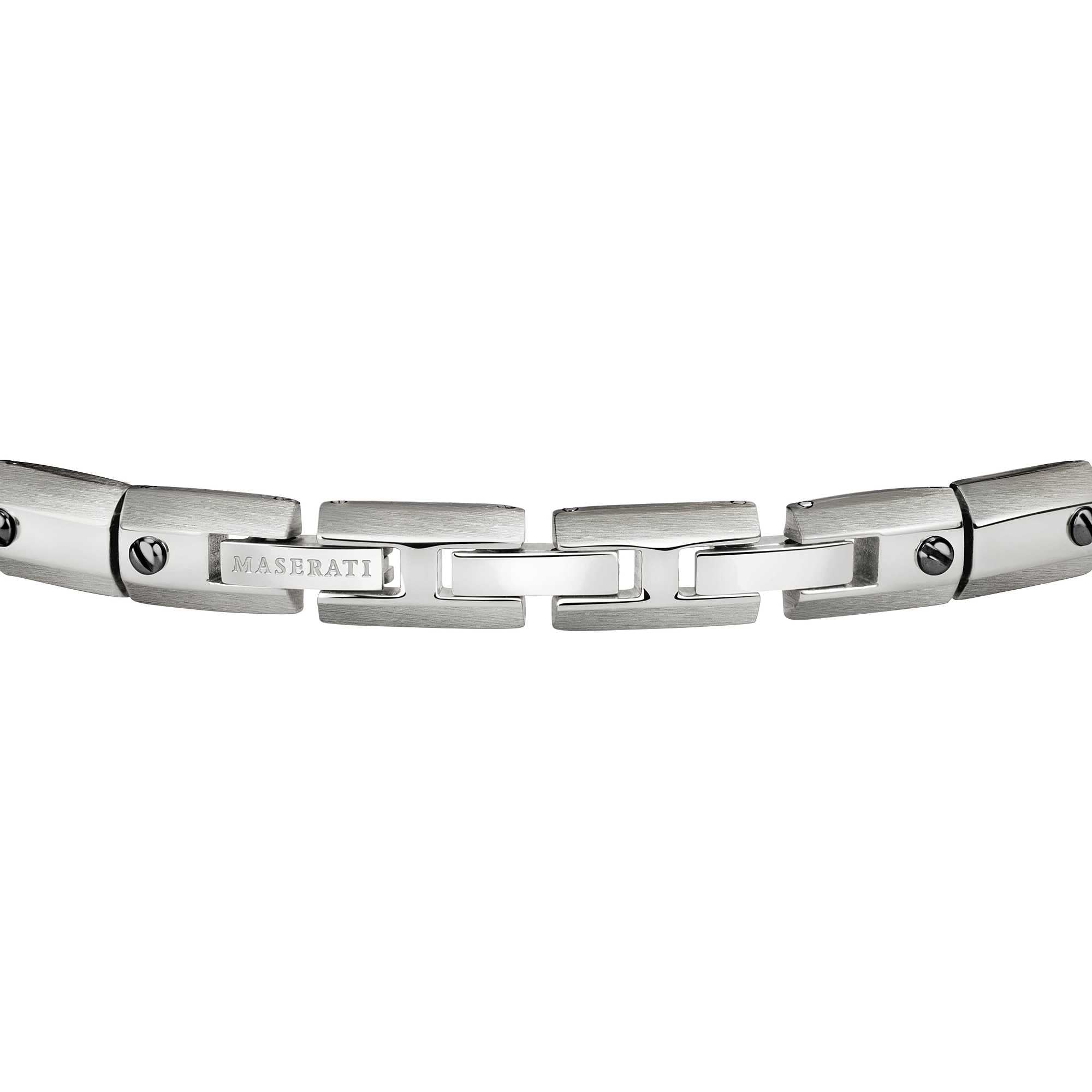 Bracciale Uomo Acciaio Maserati Logo Inciso Viti Nere Lucido JM220ASQ05
