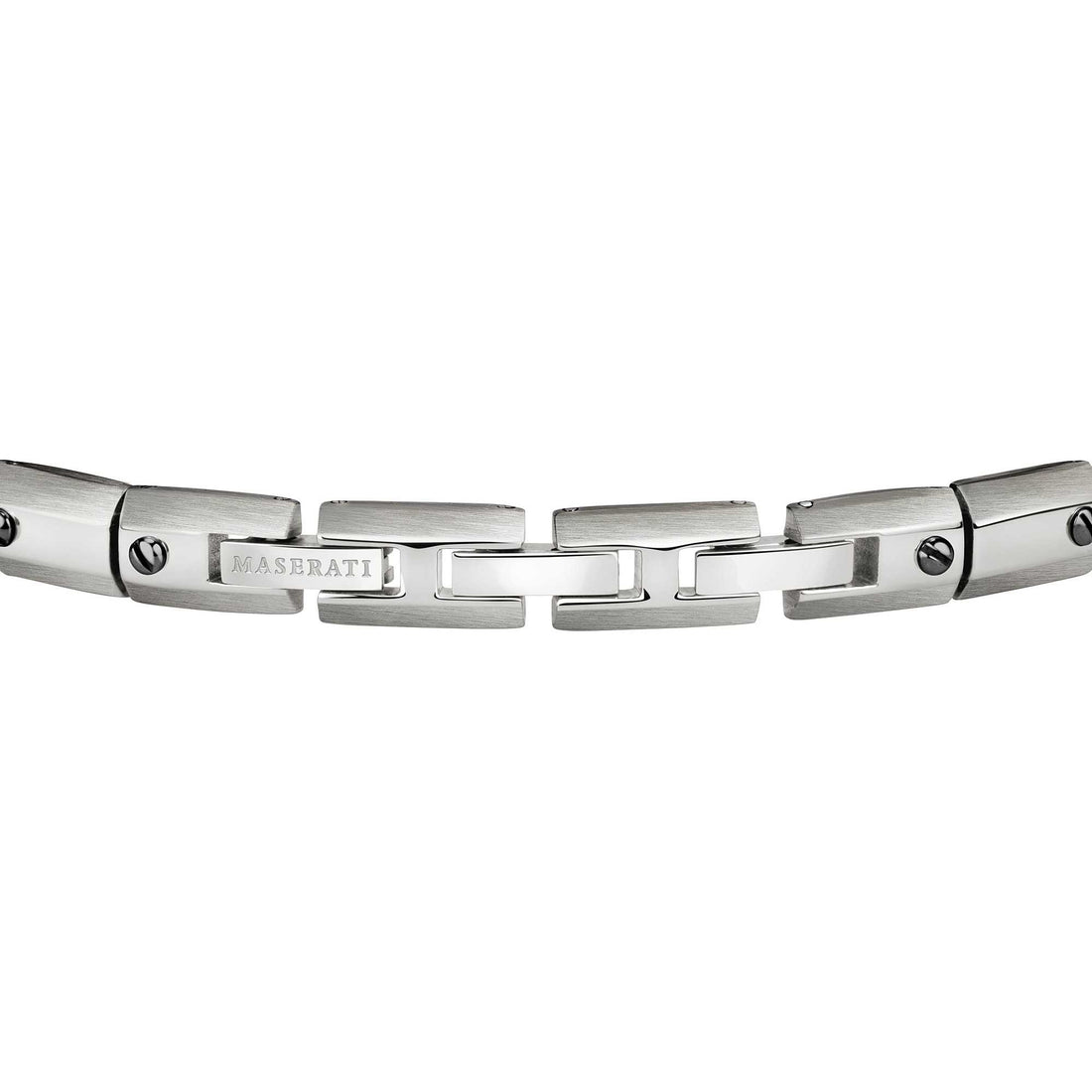 Bracciale Uomo Acciaio Maserati Logo Inciso Viti Nere Lucido JM220ASQ05