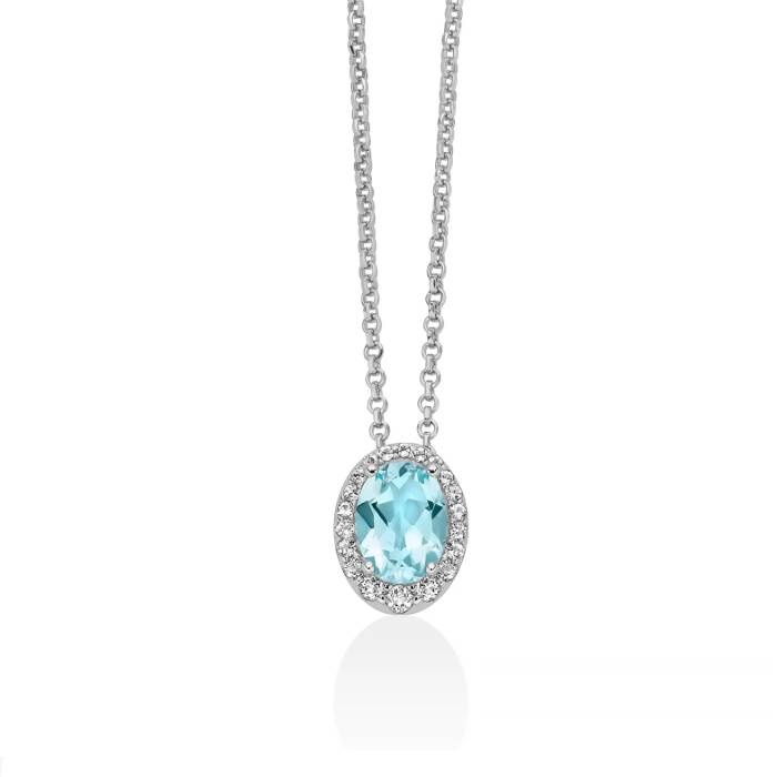 Collana Donna Miluna Argento Ovale Gemma Del Cielo Topazi Bianchi CLD5439