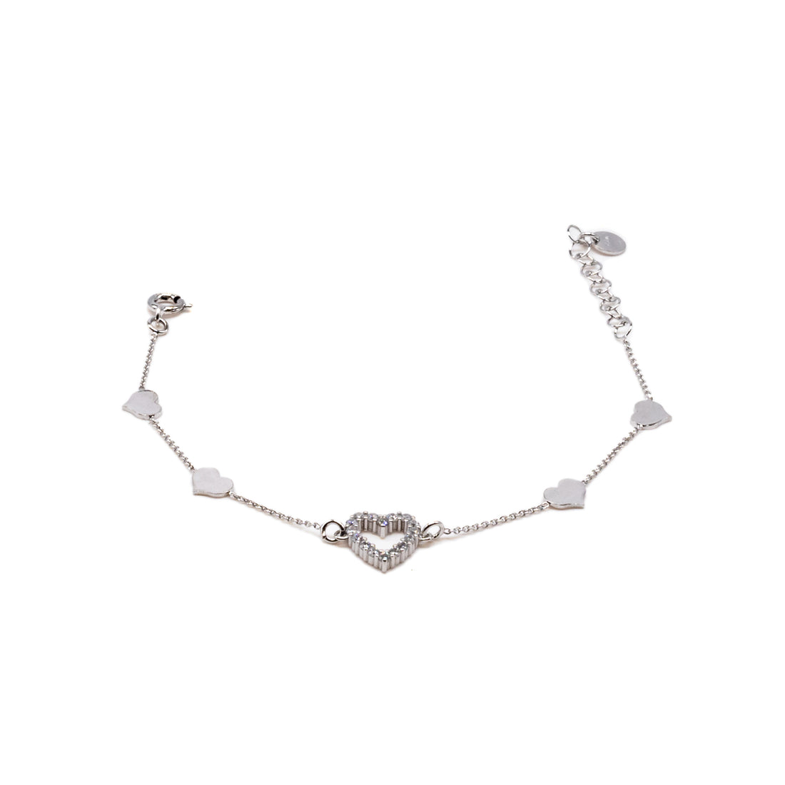 Bracciale Donna Re Mida Argento 925 Cuore ZIrconi Bianchi B013