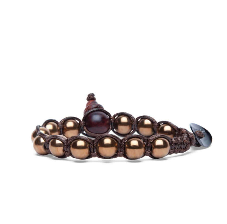 Bracciale Uomo Tamashii Pietra Ematite Lucido Marrone Porta Fortuna BHS900-22B