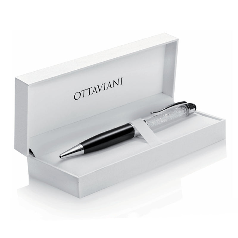 Penna Ottaviani Biro Roller USB Touch Screen Acciaio Nero Cristalli 84291