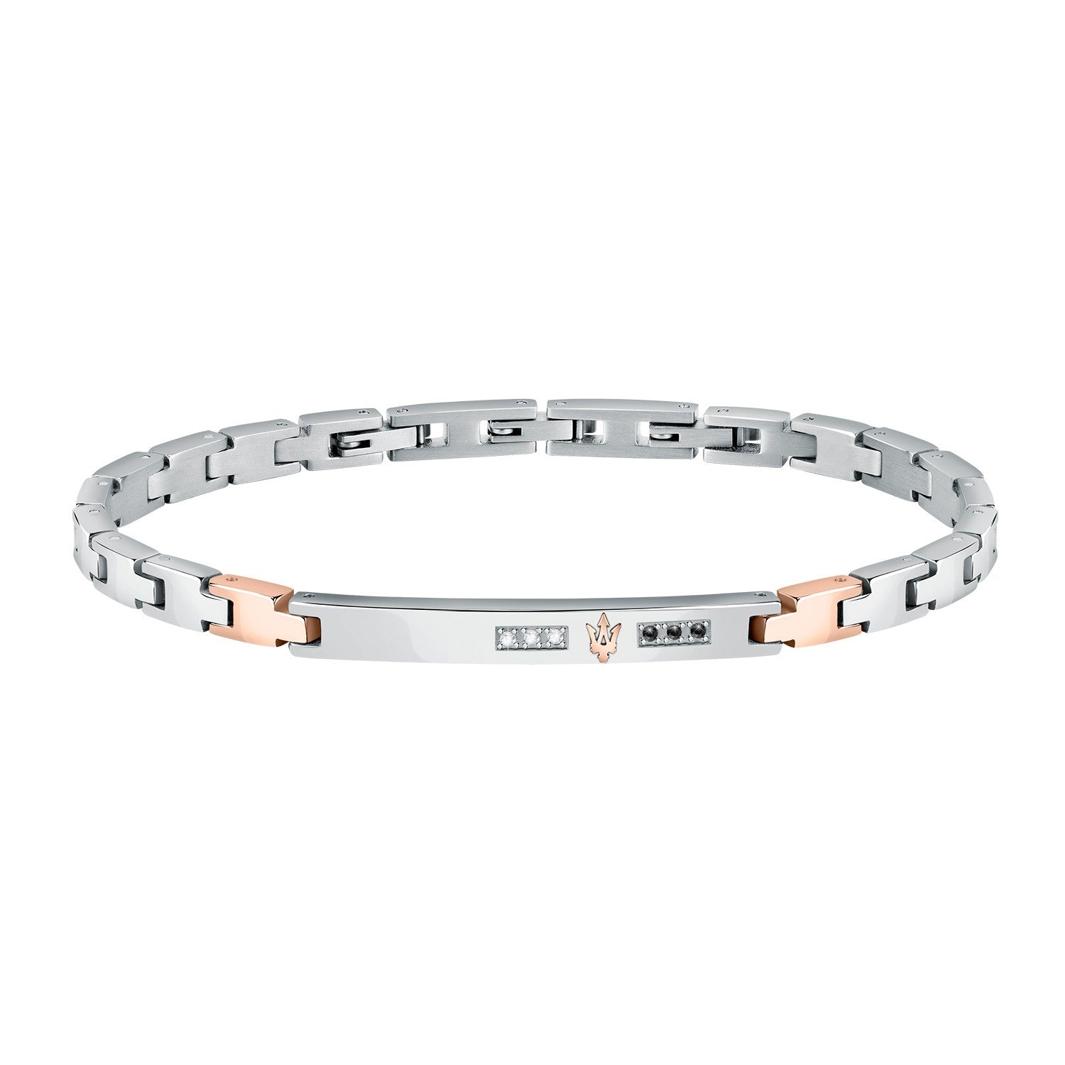 Bracciale Uomo Acciaio Maserati Centrale semirigido Logato zirconi JM521ATY11