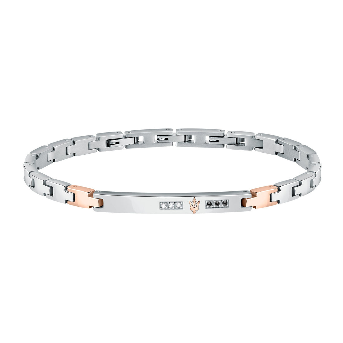 Bracciale Uomo Acciaio Maserati Centrale semirigido Logato zirconi JM521ATY11