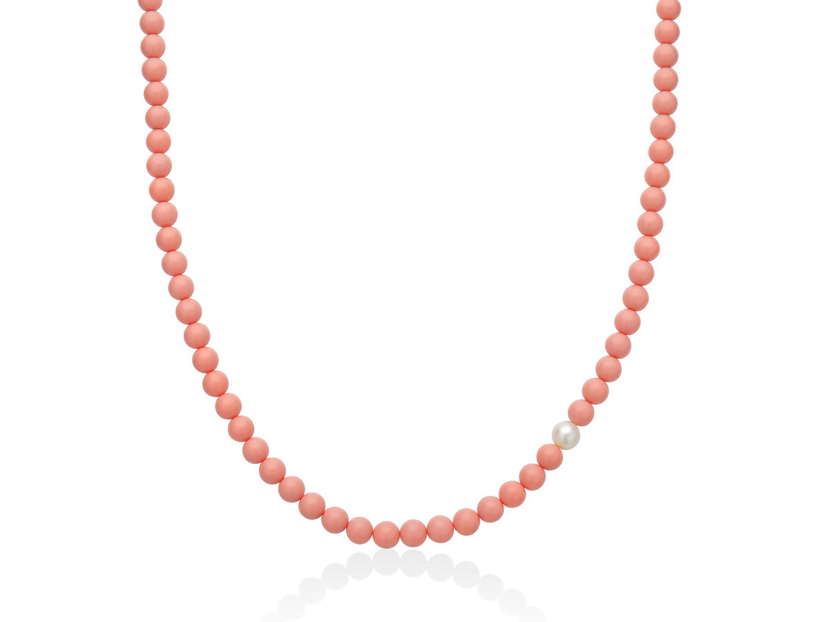 Collana Donna Miluna Girocollo In Pasta Di Corallo Rosa e Perla Centrale PCL6699