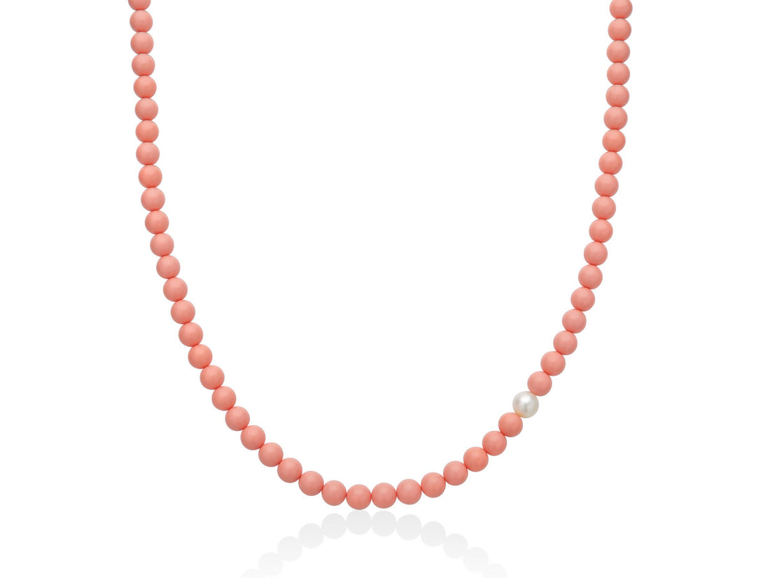 Collana Donna Miluna Girocollo In Pasta Di Corallo Rosa e Perla Centrale PCL6699