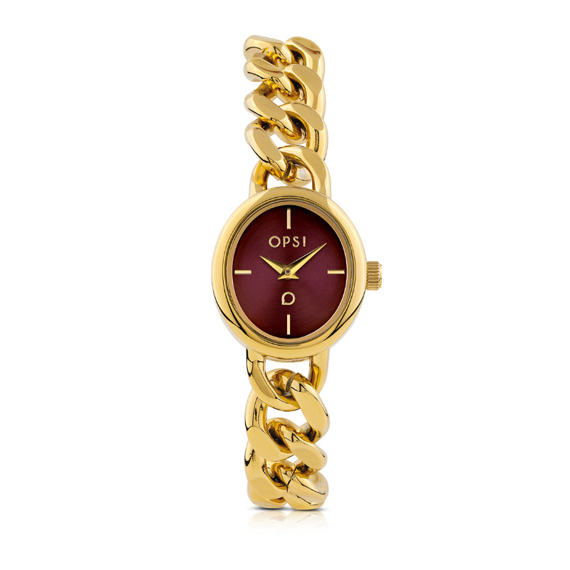 Orologio Donna Ops Acciaio ROUND CHAIN Oro Bordeaux Catena OPSPW-1229-4450