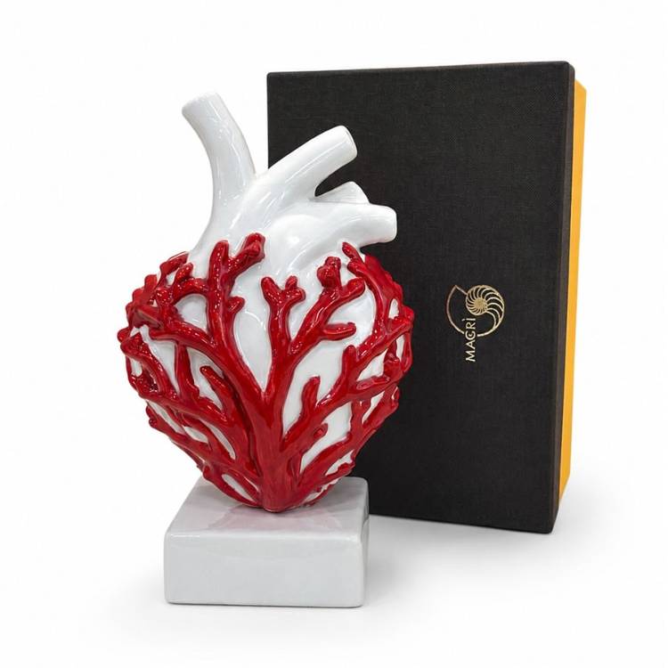 Scultura Macrì Cuore Corallo 20 cm TE131