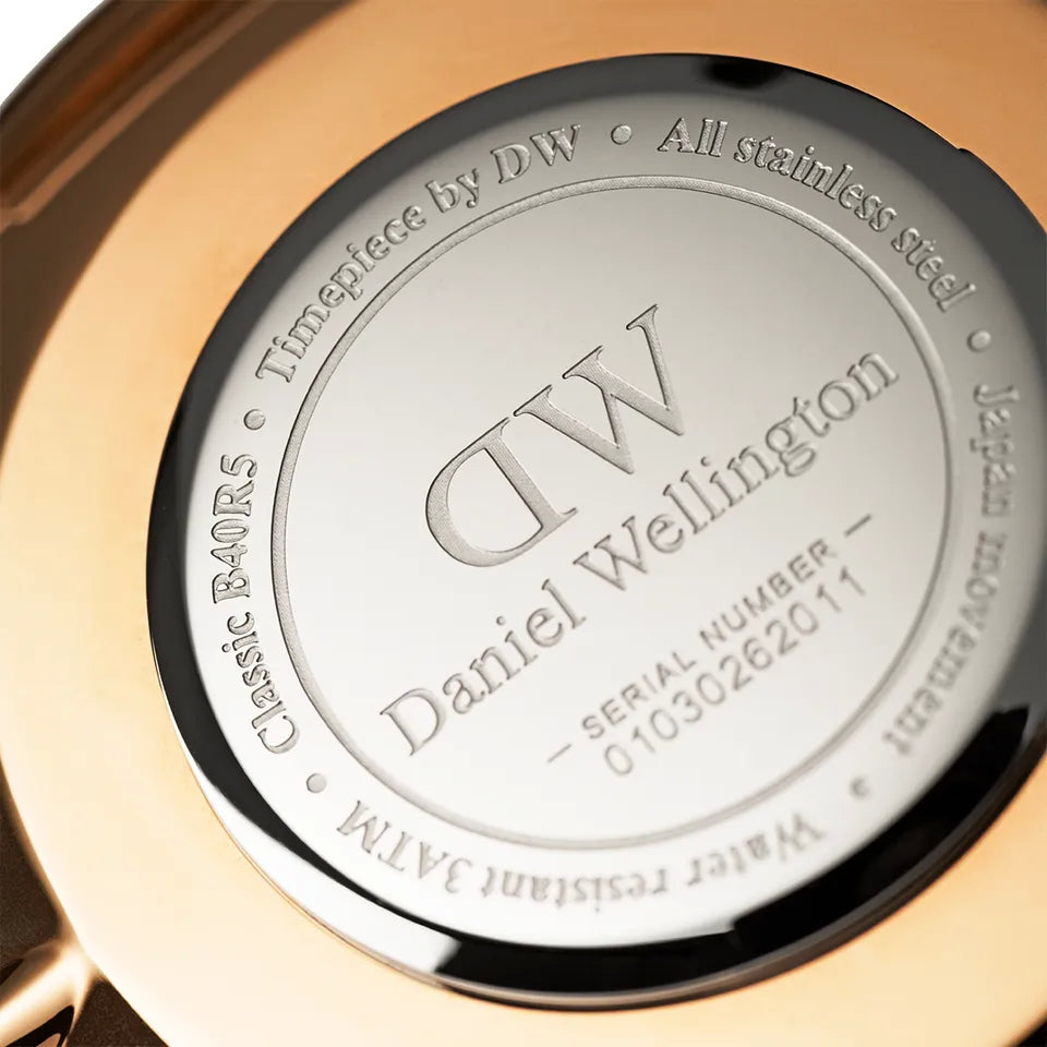 Orologio Uomo Daniel Wellington Quarzo Acciaio Rosè Pelle Nero 40 mm DW00100127