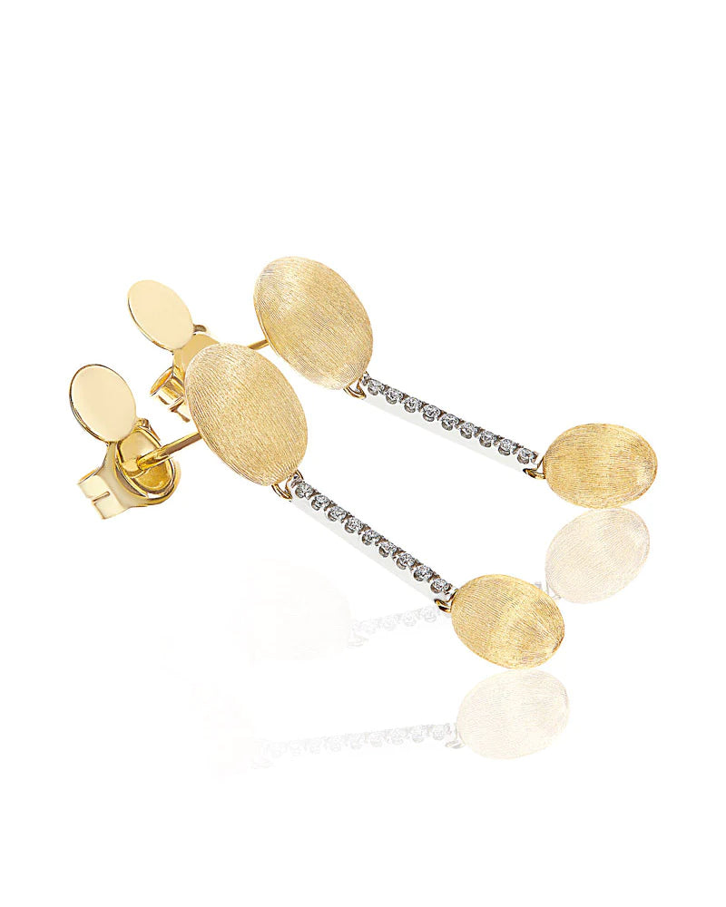 Orecchini Donna Nanis Oro Giallo 18 KT Pendenti Diamanti Pepite OS14-583-GG-IN
