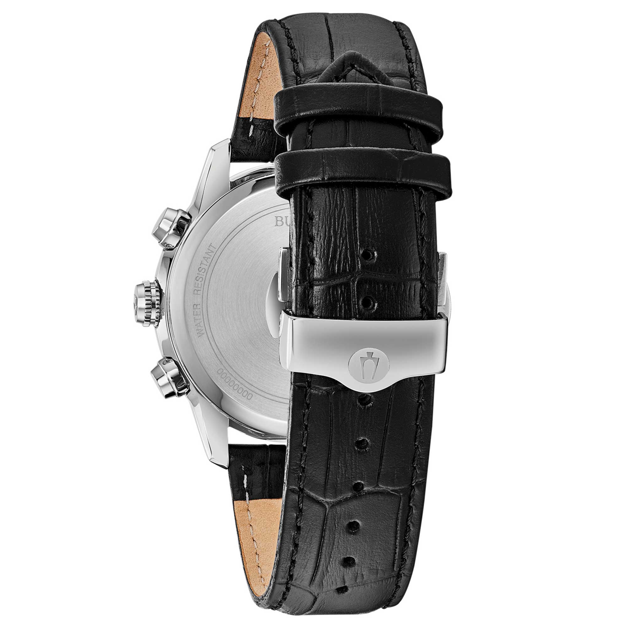 Orologio Uomo Bulova Quarzo Cronografo Sutton Big-Date Acciaio Pelle Nero 96B310